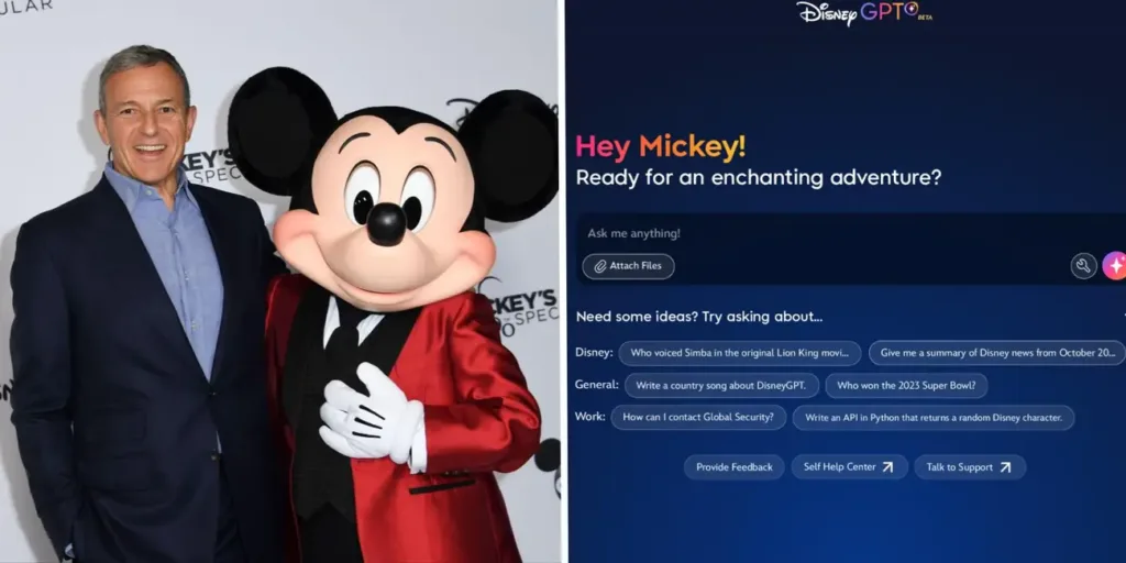 Acordo libera personagens da Disney em vídeos e imagens de Inteligência Artificial, Disney OpenAI, DisneyGPT, Jarvis chatbot, Sora Disney, investimento IA, personagens Marvel IA, Mickey Mouse IA, estratégia IA Disney, ChatGPT Disney, Bob Iger