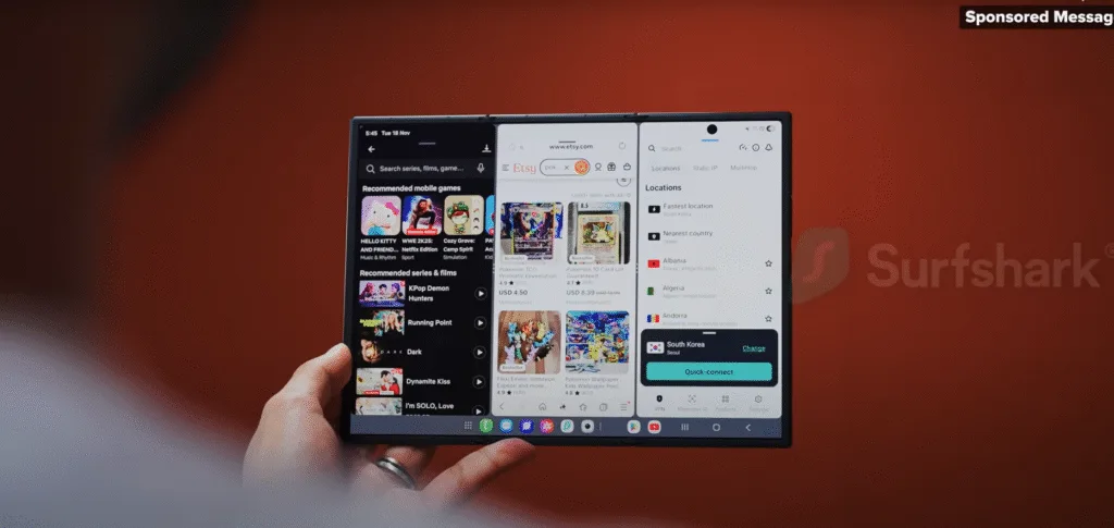 Samsung Galaxy Z TriFold, smartphone dobrável triplo, tela 10 polegadas, Snapdragon 8 Elite, dobradiças duplas, IP48, Huawei Mate XT, Samsung DeX, câmera 200MP, Android 16 One UI 8