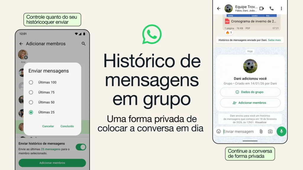 WhatsApp lança o histórico de mensagens em grupos, histórico de mensagens em grupos, mensagens em grupo, comando @todos, Whatsapp,
