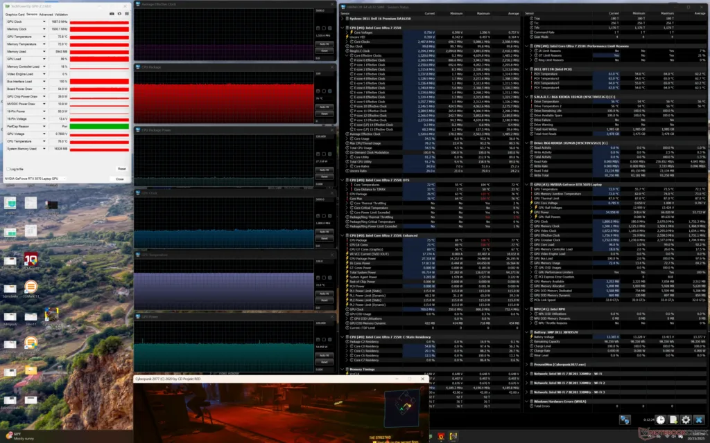 Del XPS 16, Os Números do Teste: A Diferença de Temperatura em Condições Reais, Teste com Prime95