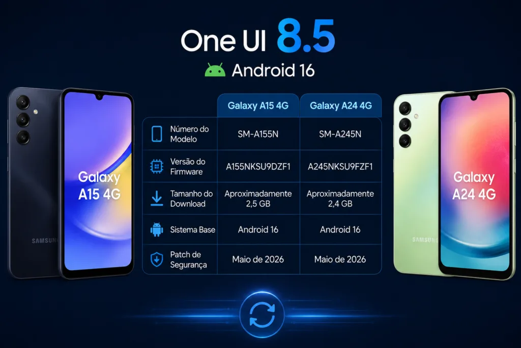 Galaxy A15 4G e Galaxy A24 4G Recebem Atualização Estável da One UI 8.5 na Coreia do Sul